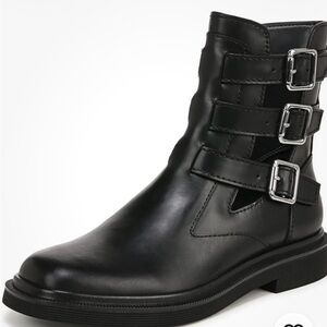 Franco Sarto L Argo Black Leather Buckle Ankle Boot